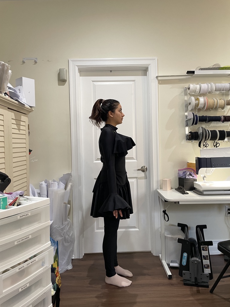 Construction detail, sewing flowers to bodysuit